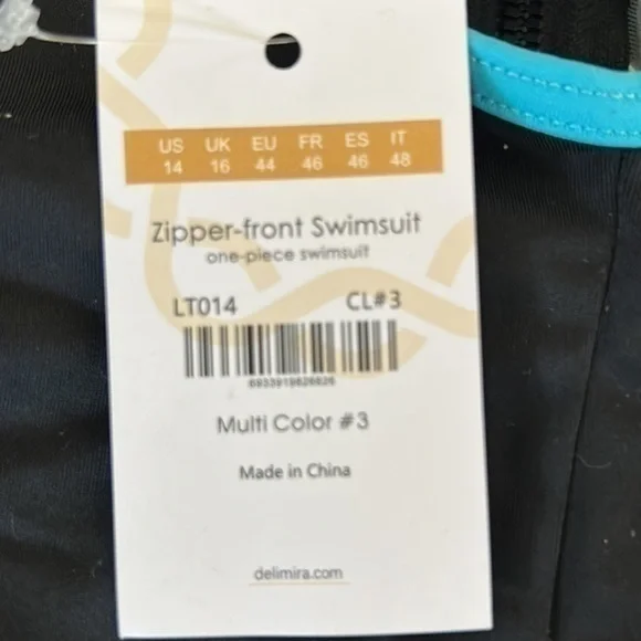 Delimira Swimsuit One piece Size 14 NWT - Picture 6 of 13